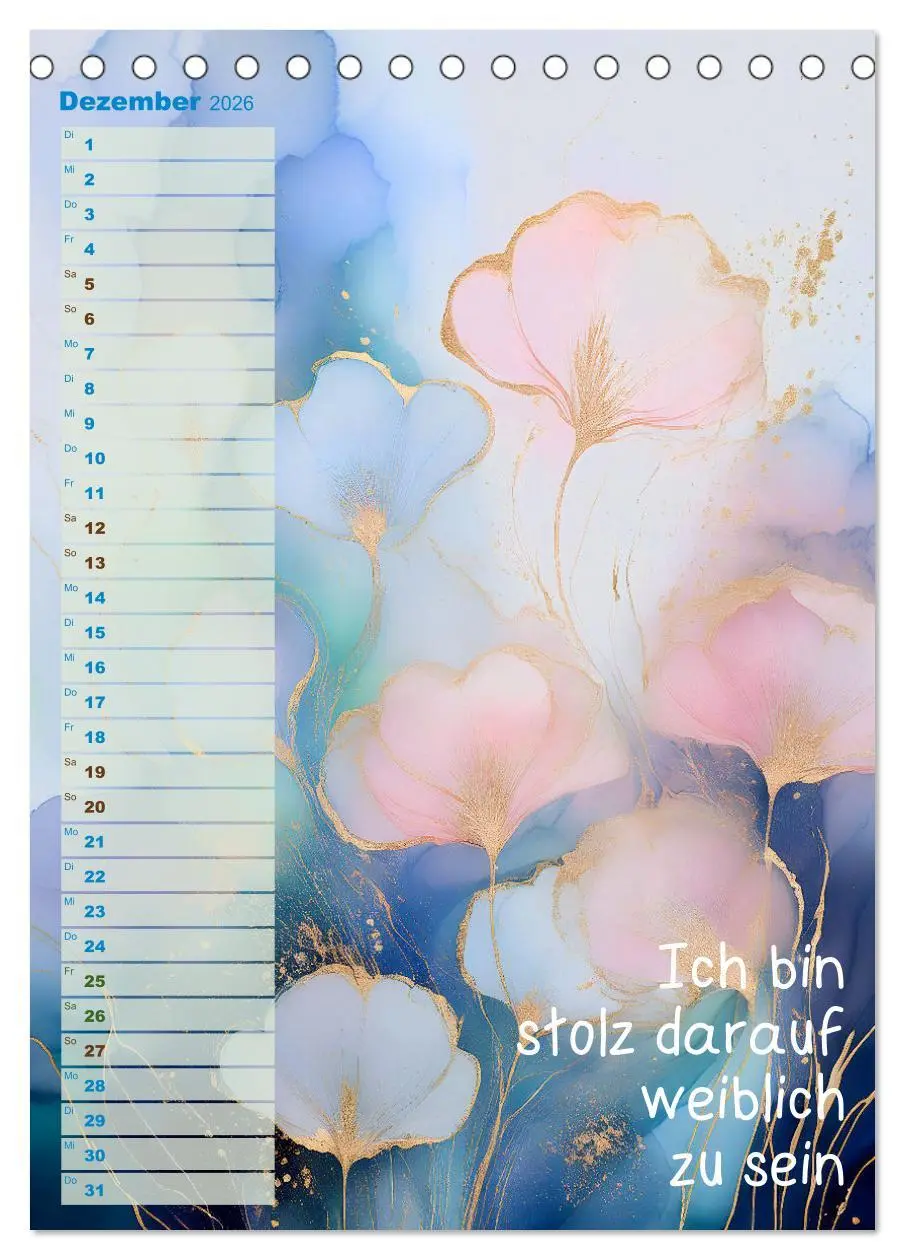Bild: 9783516250411 | Der feminine Affirmationskalender (Tischkalender 2026 DIN A5 hoch),...