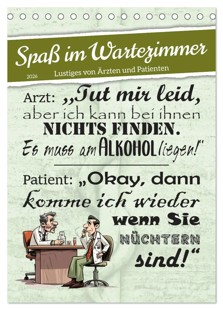 Cover: 9783516320411 | Spaß im Wartezimmer (Tischkalender 2026 DIN A5 hoch), CALVENDO...
