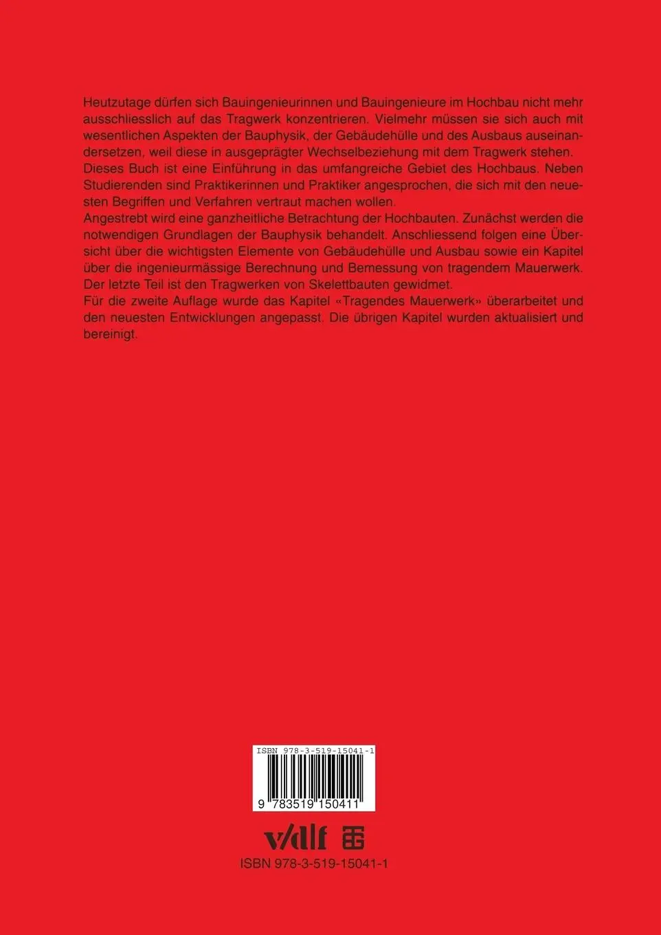 Rückseite: 9783519150411 | Hochbau für Ingenieure | Eine Einführung | Hugo Bachmann | Taschenbuch