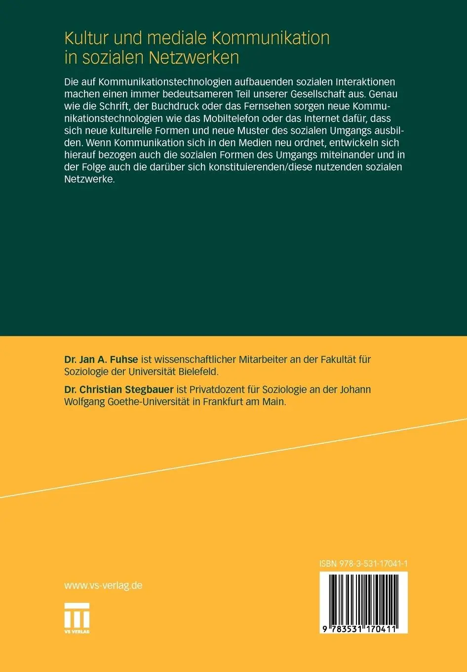 Rückseite: 9783531170411 | Kultur und mediale Kommunikation in sozialen Netzwerken | Taschenbuch