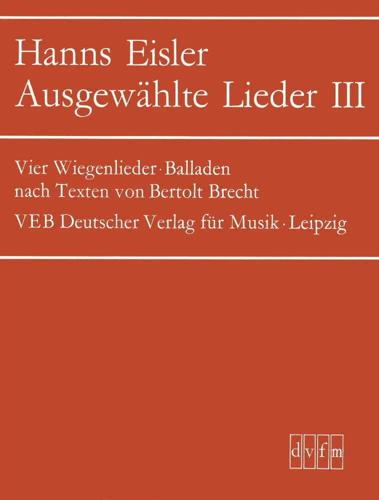Cover: 9790200490411 | Ausgewahlte Lieder 3 | Hans Eisler | Buch | Deutscher Verlag für Musik