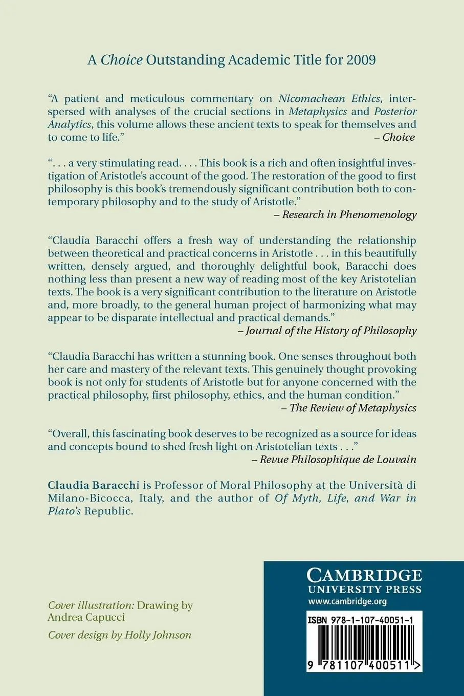 Rückseite: 9781107400511 | Aristotle's Ethics as First Philosophy | Claudia Baracchi | Buch