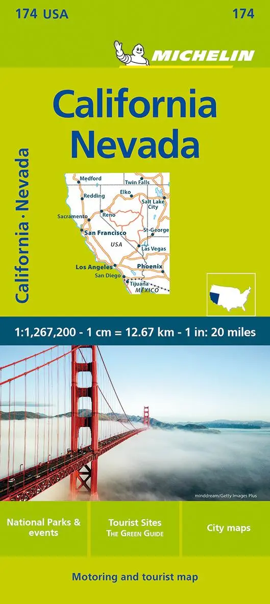 Cover: 9782067190511 | Michelin Californien Nevada 1 : 1 267.200 | Road and Tourist Map
