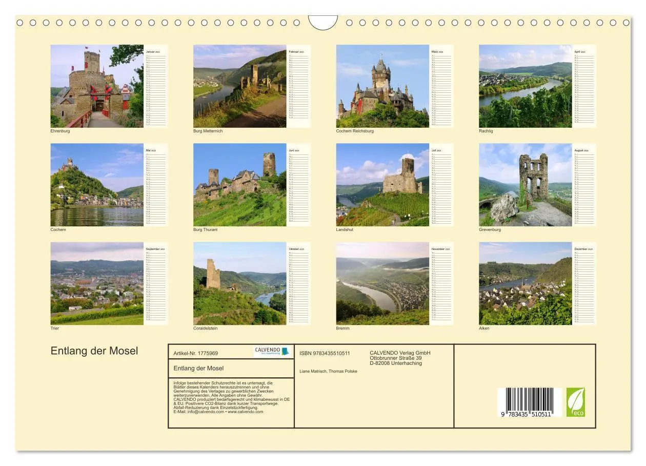 Bild: 9783435510511 | Entlang der Mosel (Wandkalender 2025 DIN A3 quer), CALVENDO...