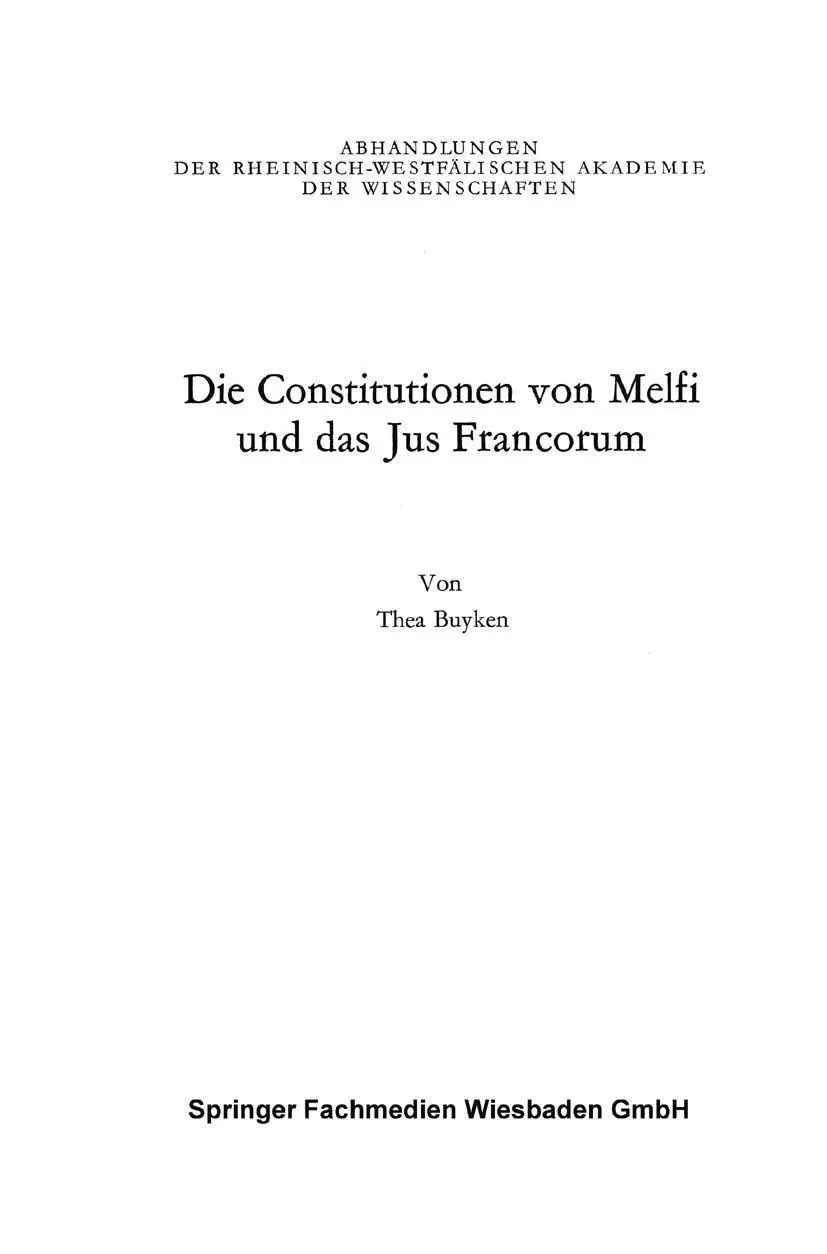Cover: 9783531090511 | Die Constitutionen von Melfi und das Jus Francorum | Lieck-Buyken