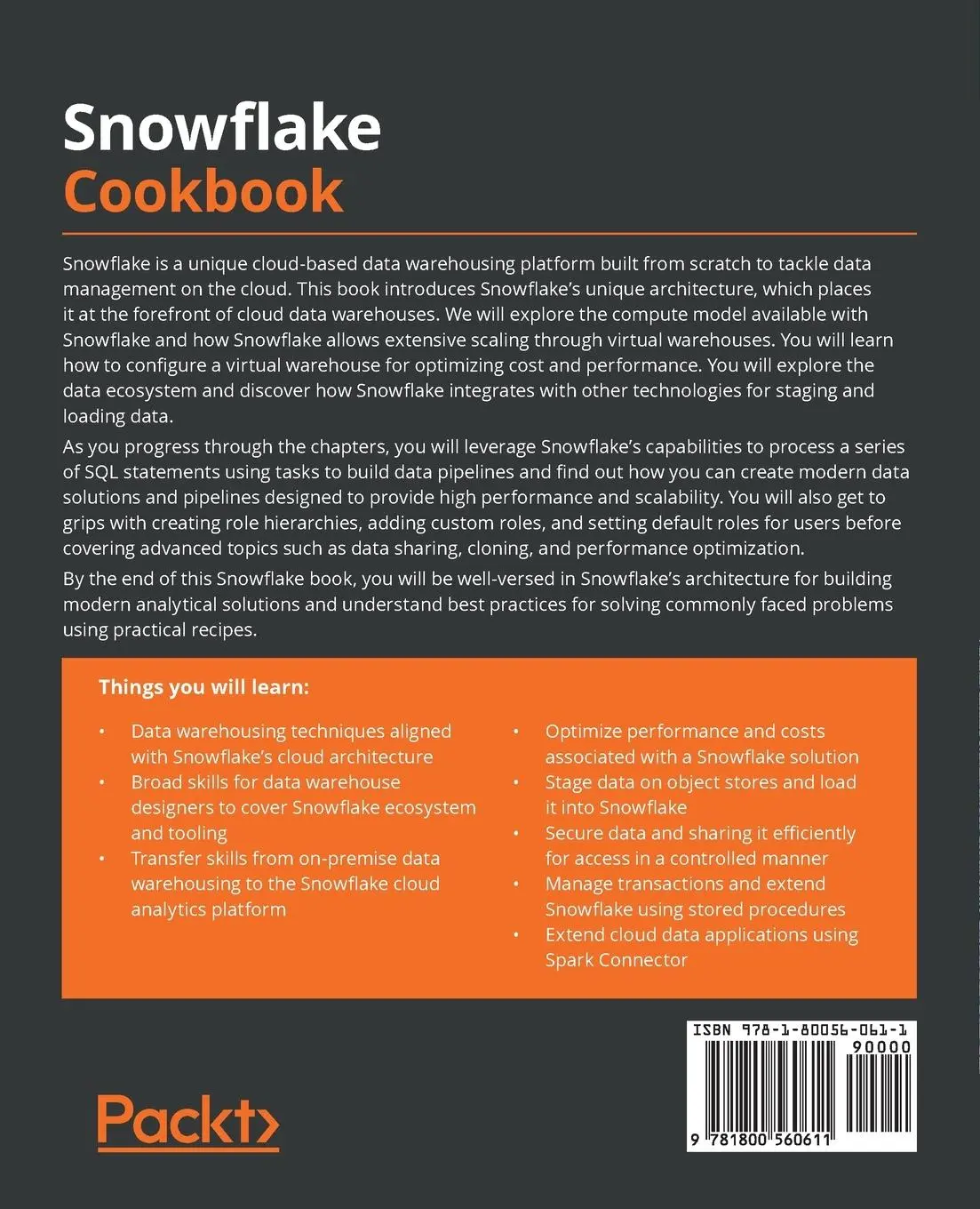 Rückseite: 9781800560611 | Snowflake Cookbook | Hamid Mahmood Qureshi (u. a.) | Taschenbuch