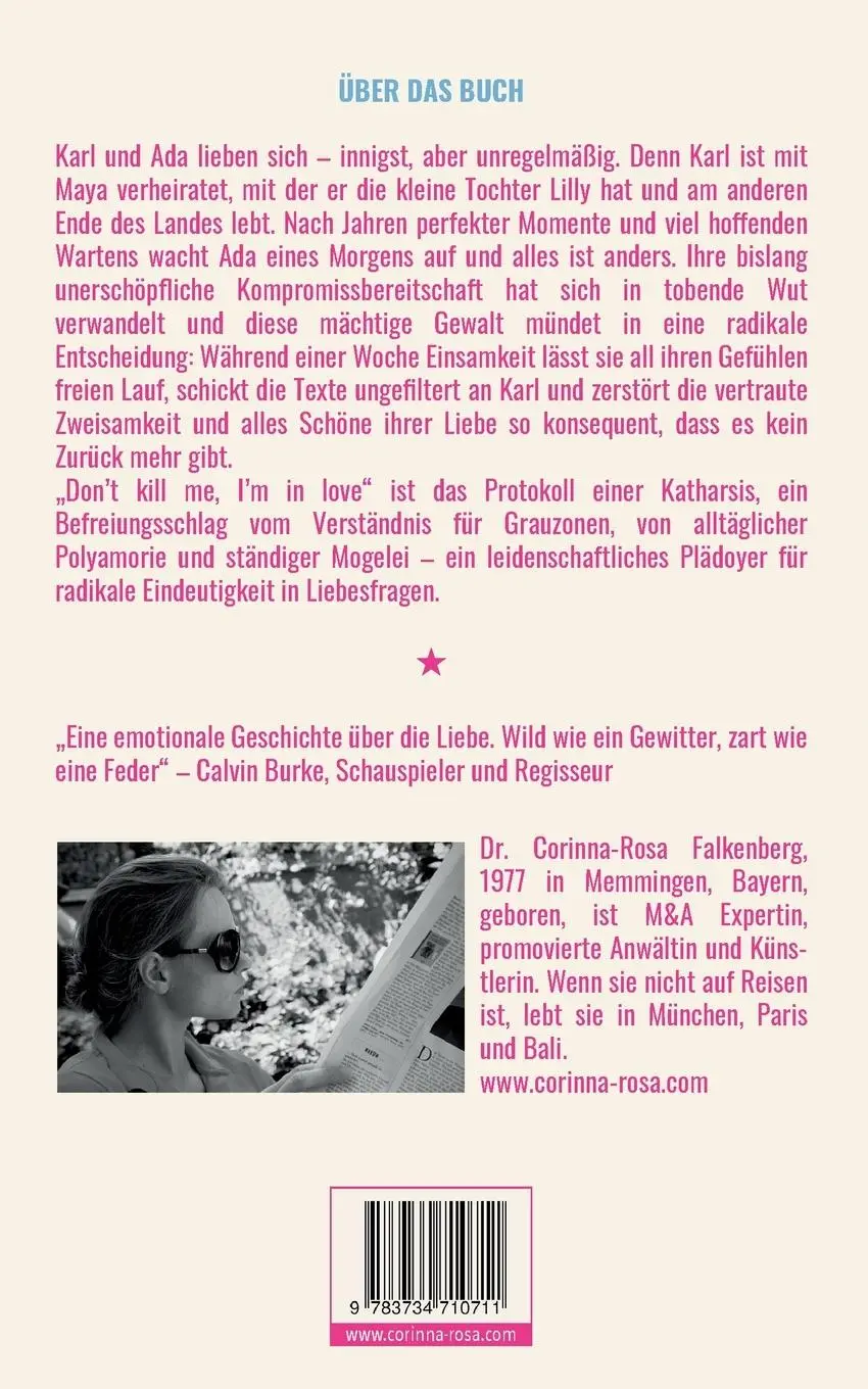 Rückseite: 9783734710711 | Don't kill me, I'm in love | Corinna-Rosa Falkenberg | Taschenbuch