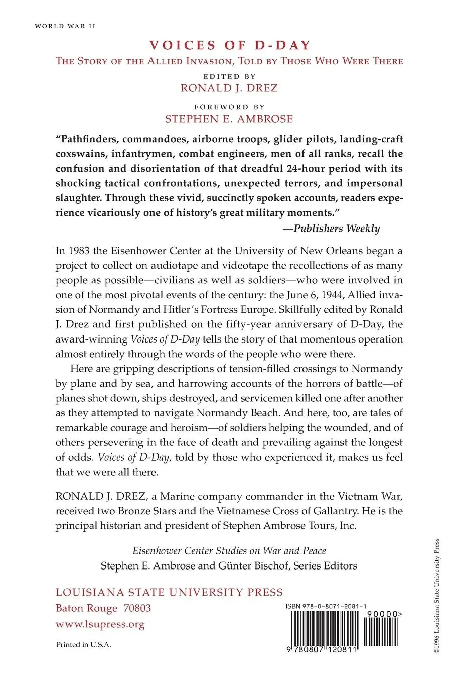 Rückseite: 9780807120811 | Voices of D-Day | Ronald E. Drez | Taschenbuch | Englisch | 1996