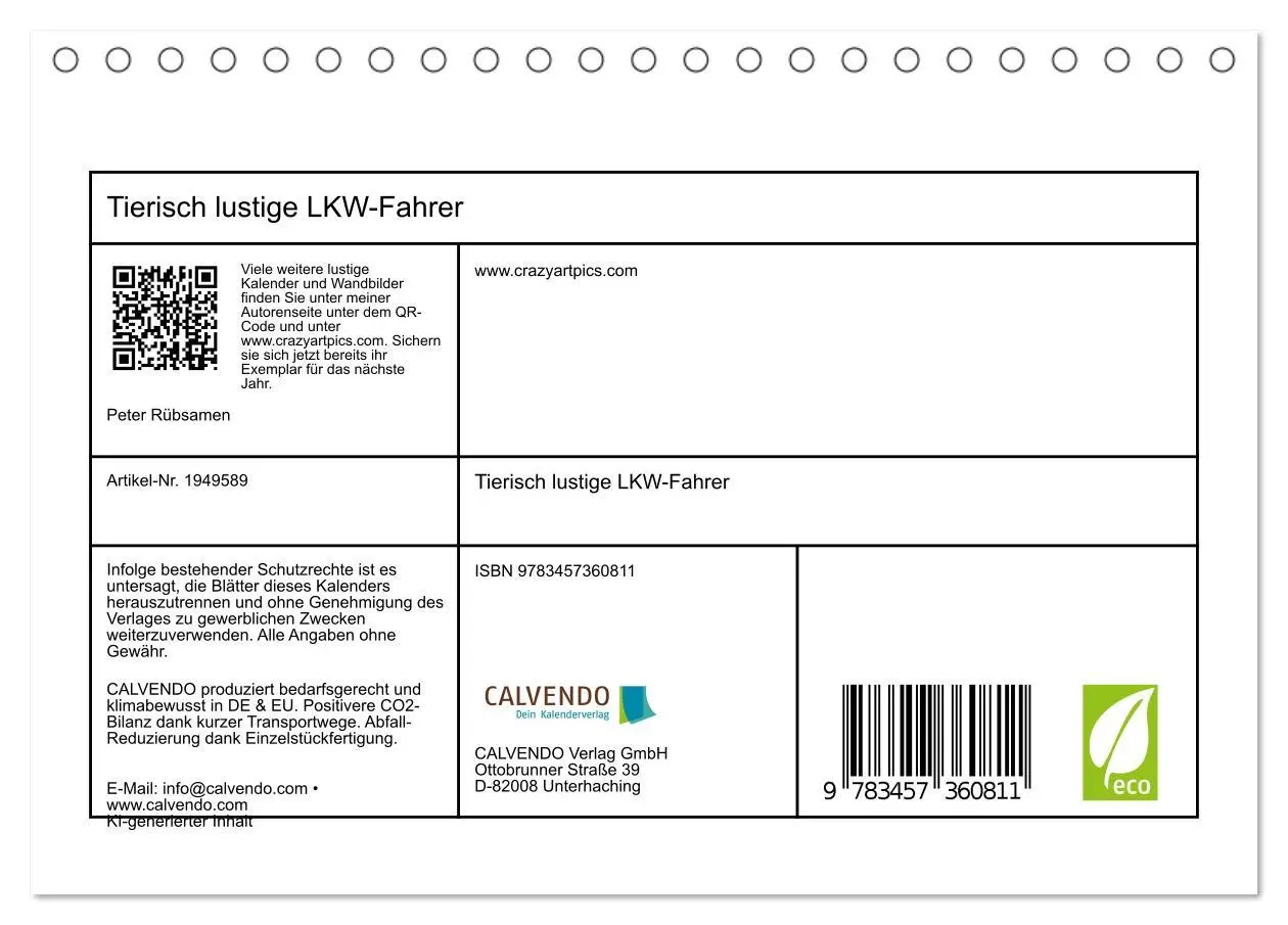 Bild: 9783457360811 | Tierisch lustige LKW-Fahrer (Tischkalender 2026 DIN A5 quer),...