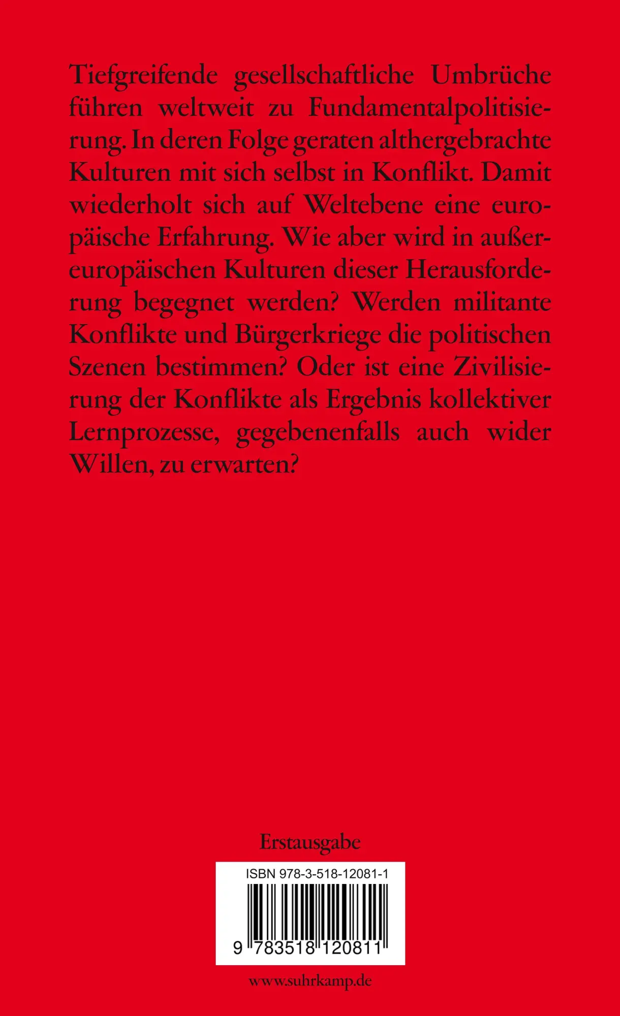 Rückseite: 9783518120811 | Zivilisierung wider Willen | Der Konflikt der Kulturen mit sich selbst