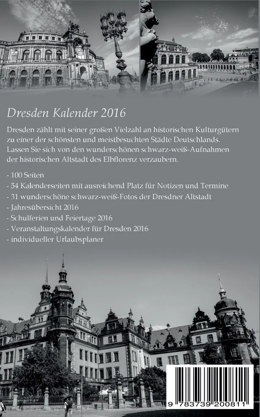 Rückseite: 9783739200811 | Buchkalender Dresden 2016 - Kalender / Terminplaner - 12x19cm - 31...