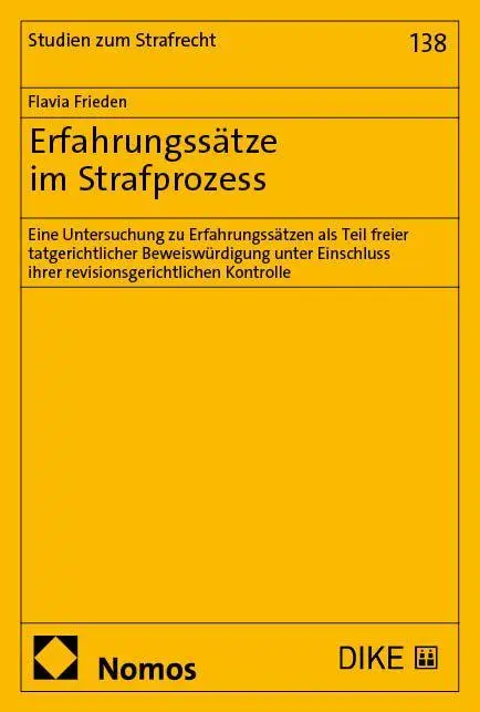 Cover: 9783756030811 | Erfahrungssätze im Strafprozess | Flavia Frieden | Taschenbuch | 2025