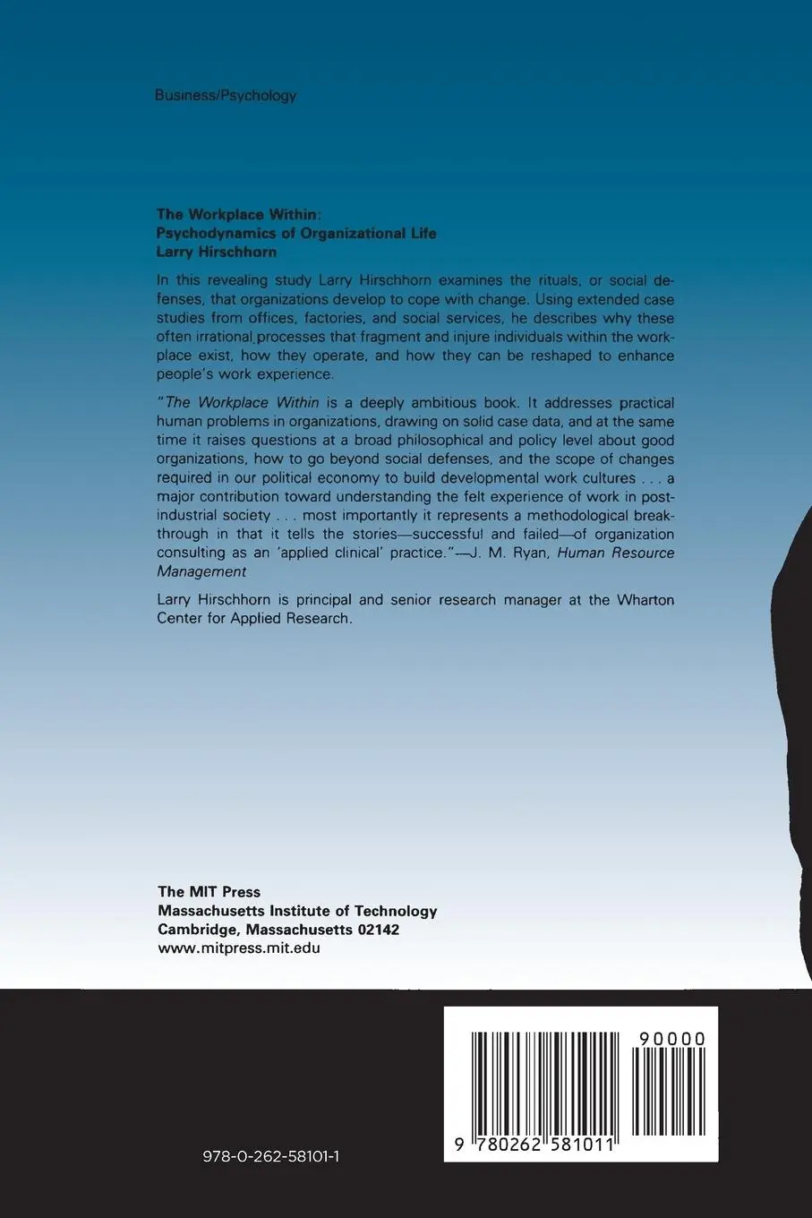 Rückseite: 9780262581011 | The Workplace Within | Psychodynamics of Organizational Life | Buch