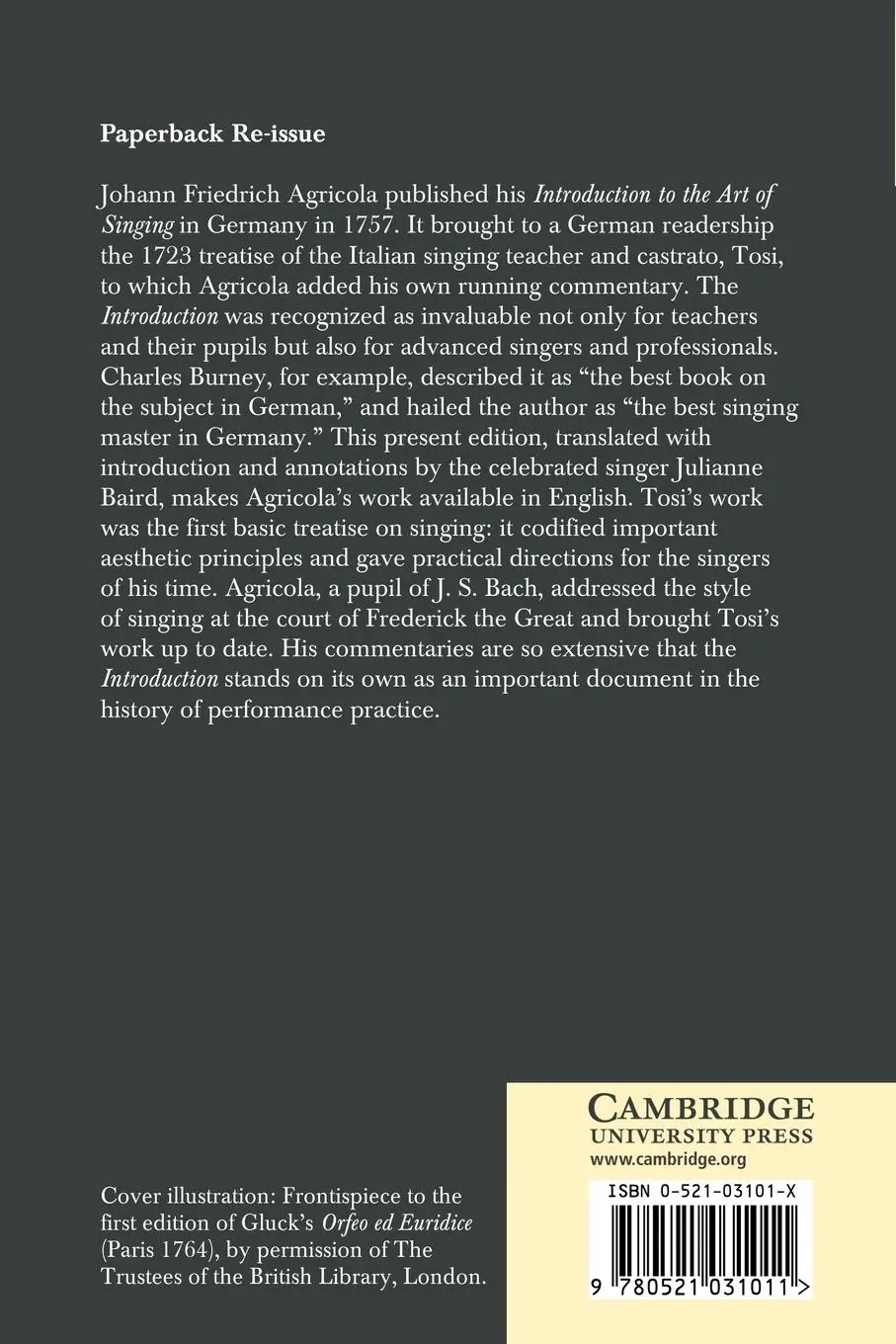 Rückseite: 9780521031011 | Introduction to the Art of Singing by Johann Friedrich Agricola | Buch