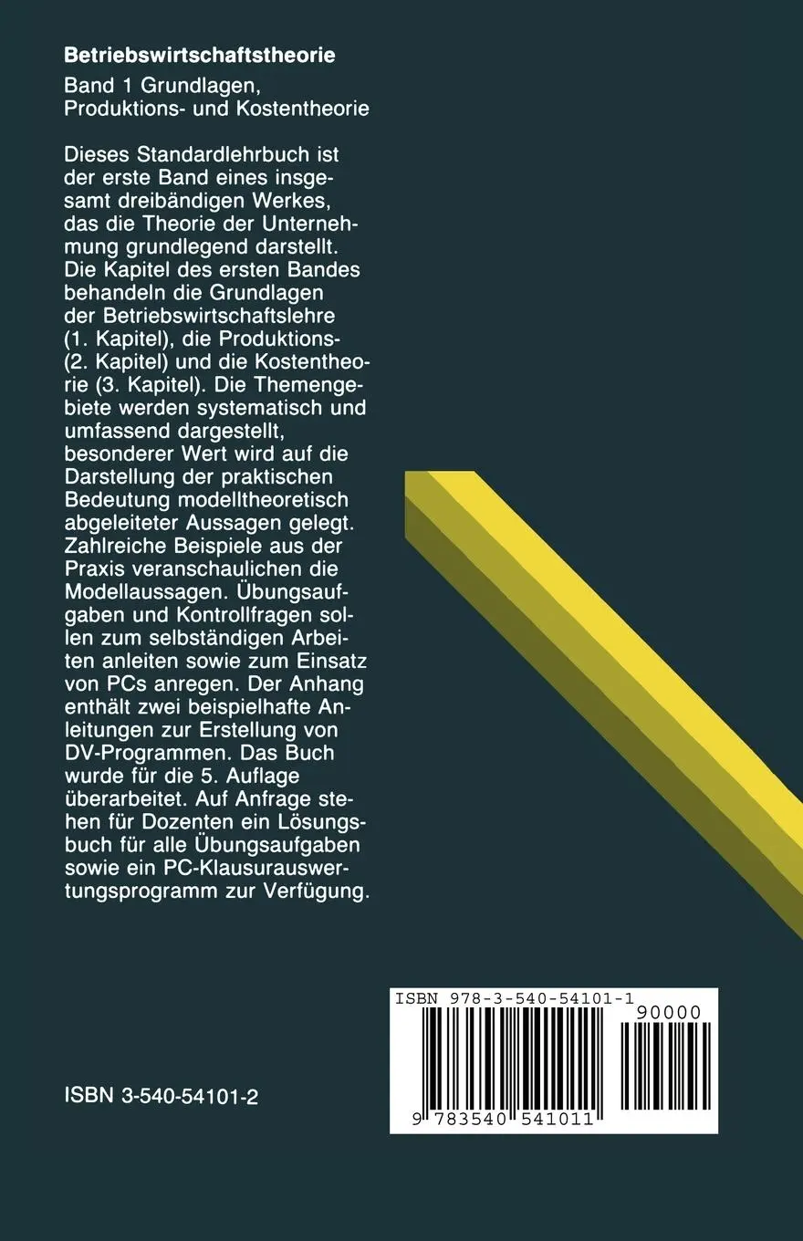 Rückseite: 9783540541011 | Betriebswirtschaftstheorie | Gert Laßmann (u. a.) | Taschenbuch | xvi