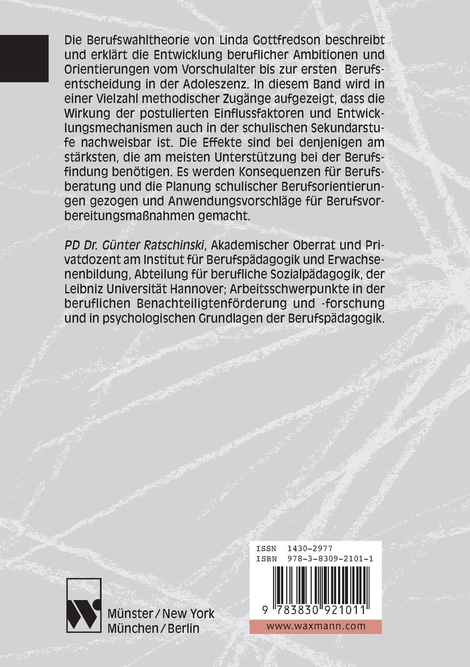 Rückseite: 9783830921011 | Selbstkonzept und Berufswahl | Günter Ratschinski | Taschenbuch | 2014