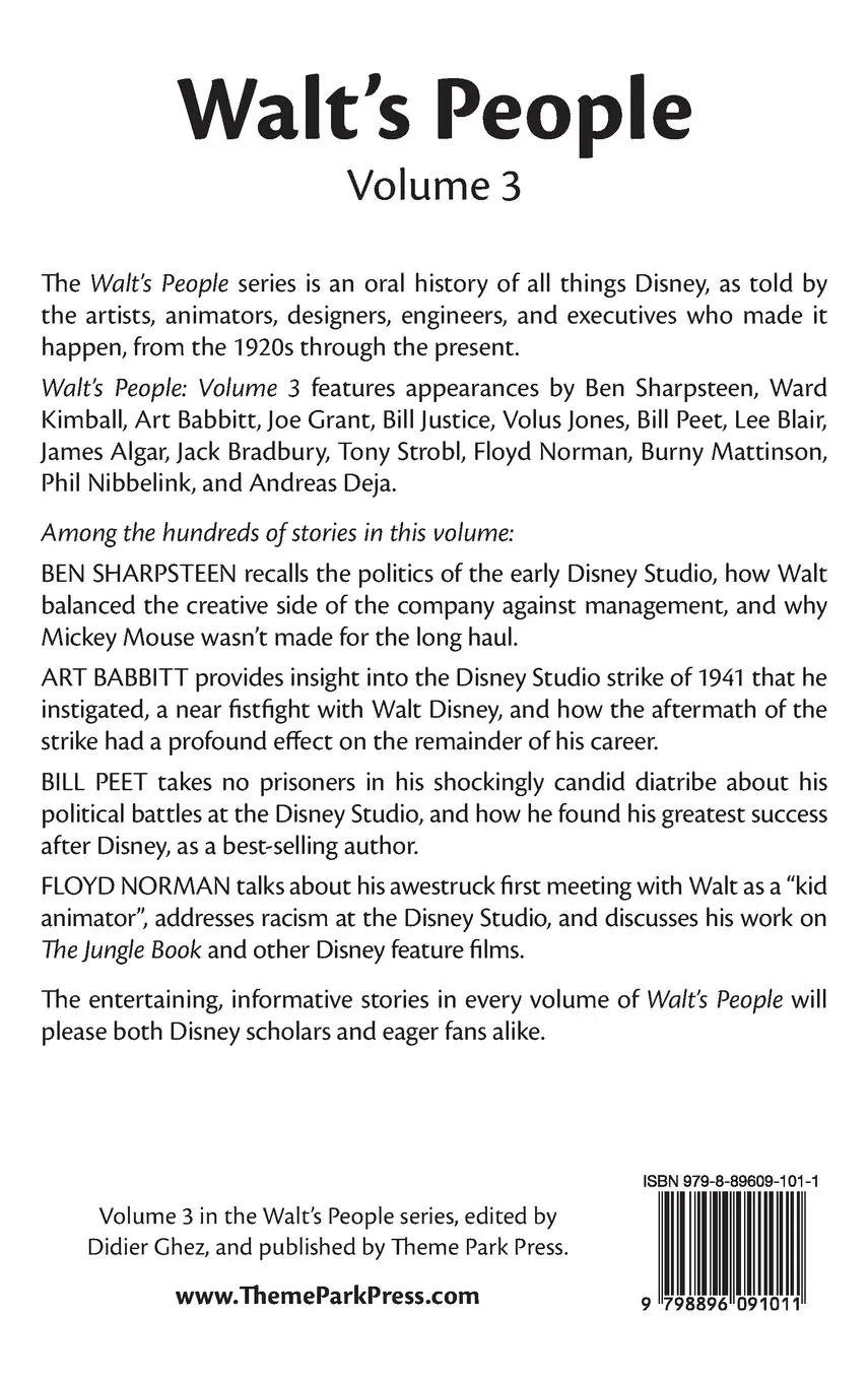 Rückseite: 9798896091011 | Walt's People | Volume 3: Talking Disney with the Artists Who Knew Him
