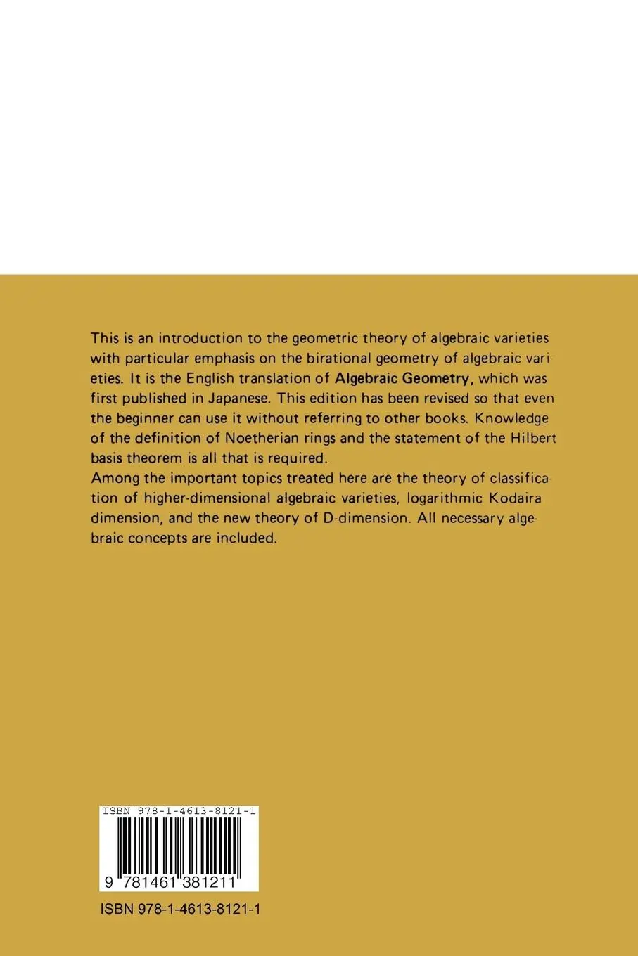 Rückseite: 9781461381211 | Algebraic Geometry | S. Iitaka | Taschenbuch | x | Englisch | 2011