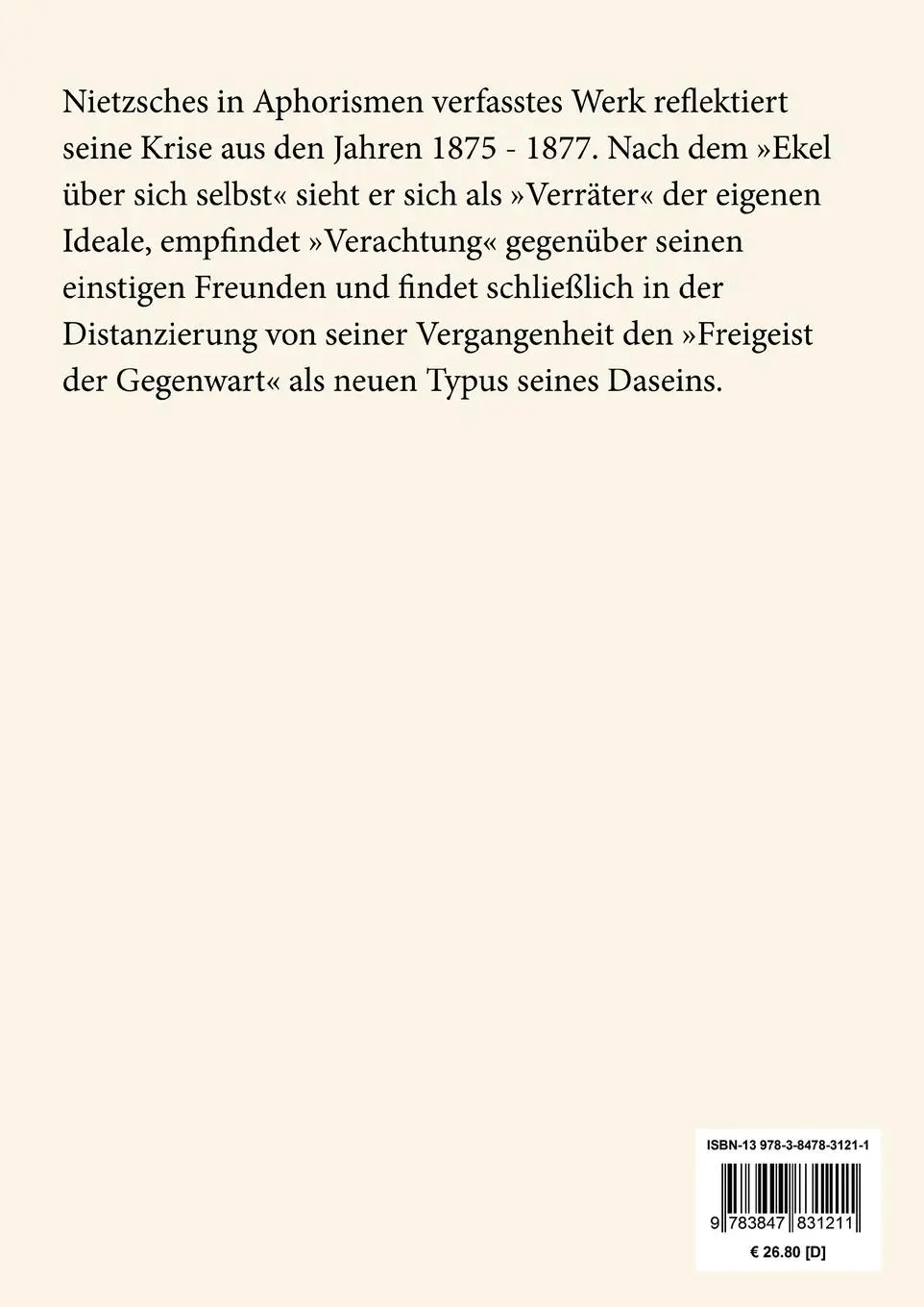 Rückseite: 9783847831211 | Menschliches, Allzumenschliches (Großdruck) | Friedrich Nietzsche