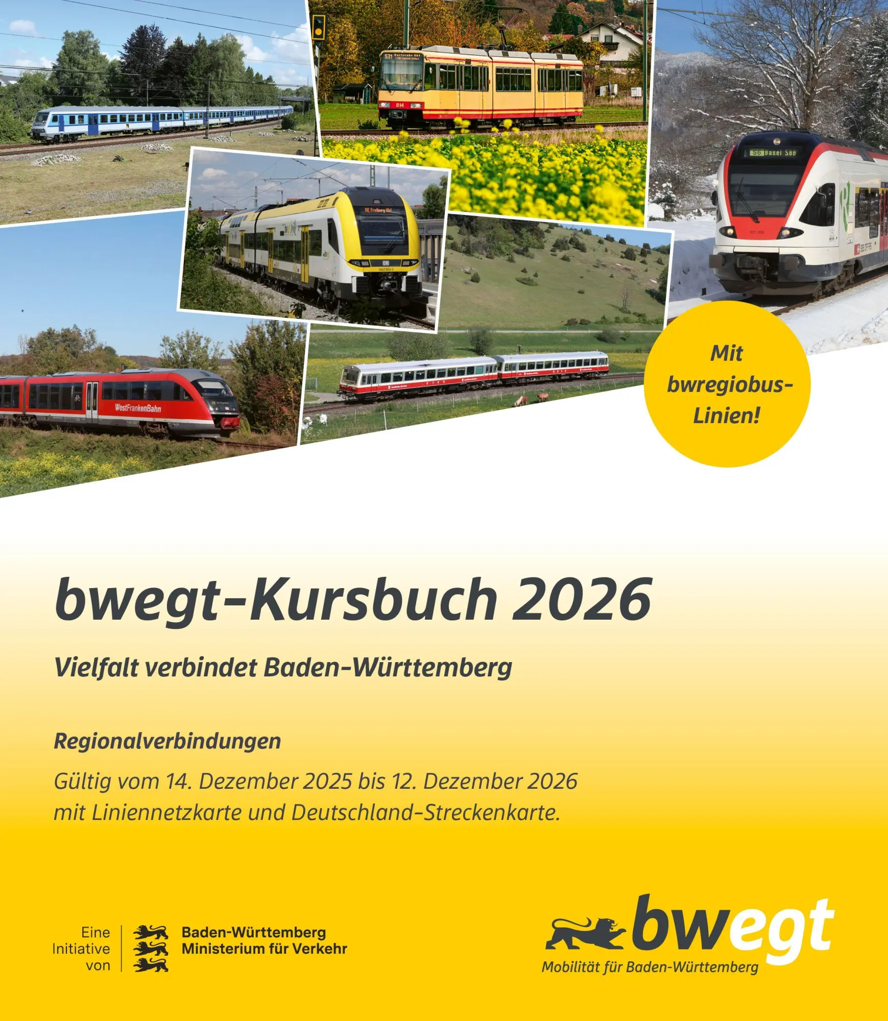 Cover: 9783943551211 | bwegt-Kursbuch Baden-Württemberg 2026 | Baden-Württemberg | Buch