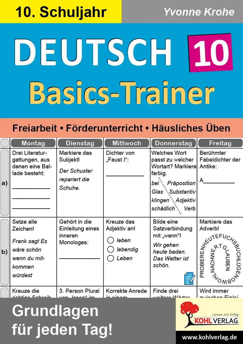 Cover: 9783988411211 | Deutsch-Basics-Trainer / Klasse 10 | Yvonne Krohe | Taschenbuch | 2024
