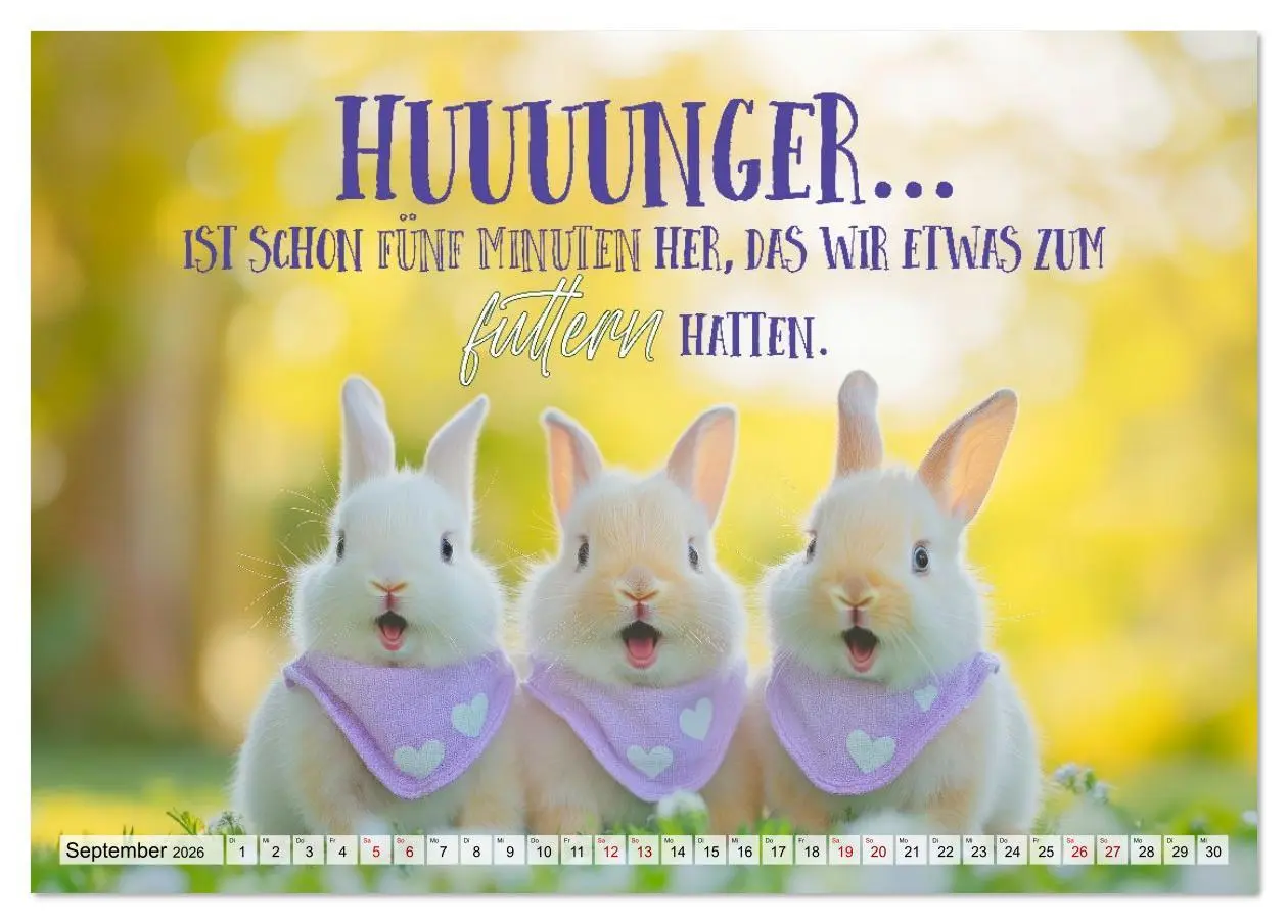 Bild: 9783516611311 | KANINCHEN Mit Humor durchs Jahr (Tischkalender 2026 DIN A5 quer),...