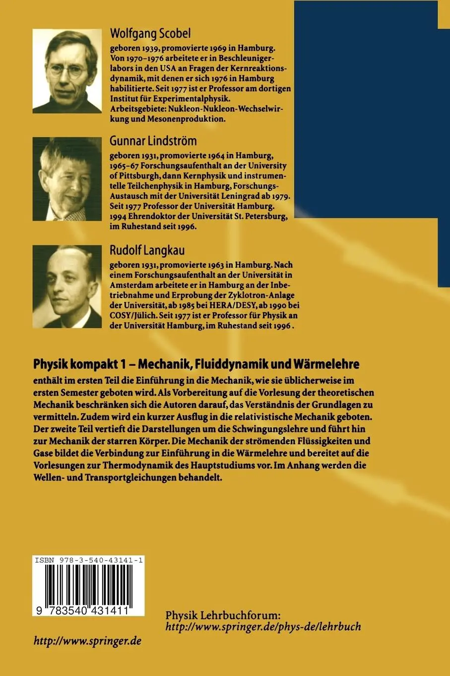 Rückseite: 9783540431411 | Physik kompakt 1 | Mechanik, Fluiddynamik und Wärmelehre | Taschenbuch