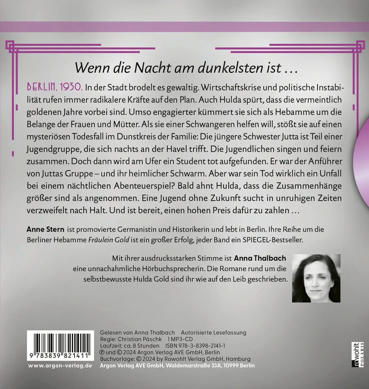 Rückseite: 9783839821411 | Fräulein Gold: Nacht über der Havel | Anne Stern | MP3 | 145 Tracks