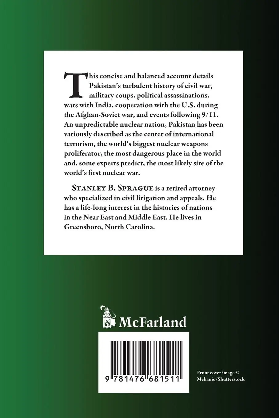 Rückseite: 9781476681511 | Pakistan Since Independence | A History, 1947 to Today | Sprague