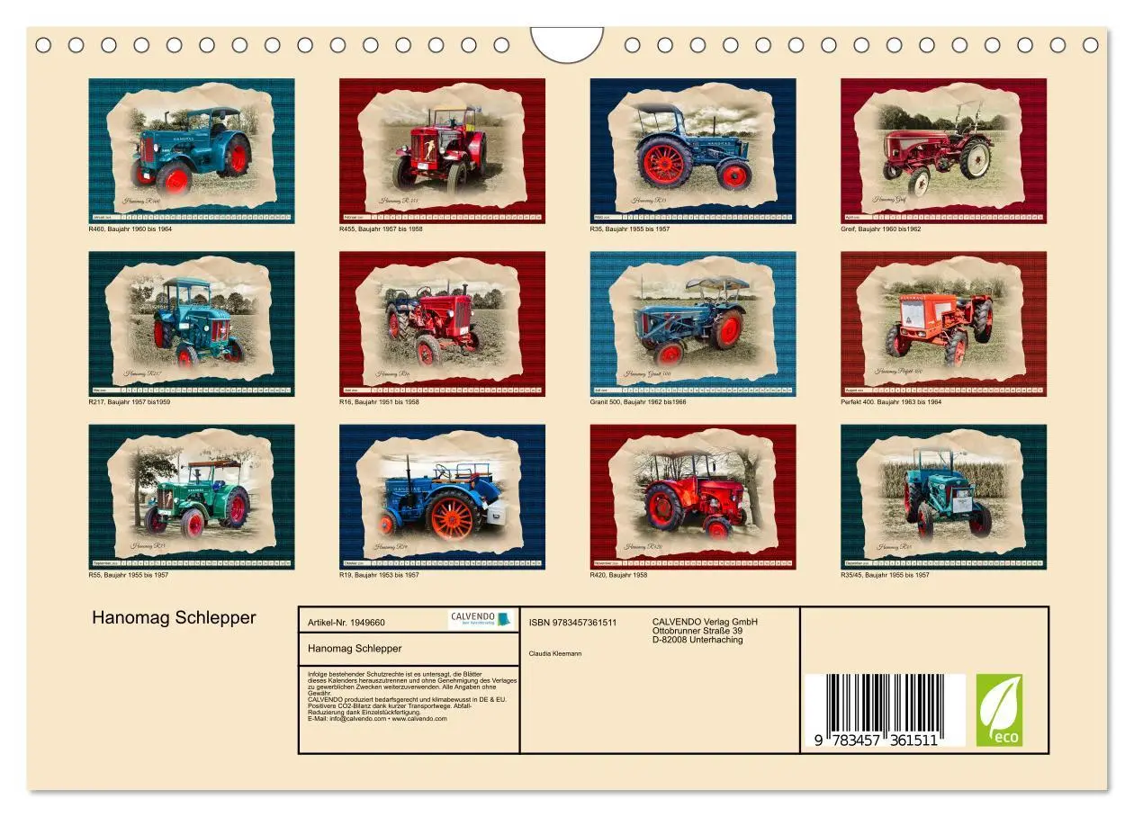 Bild: 9783457361511 | Hanomag Schlepper (Wandkalender 2026 DIN A4 quer), CALVENDO...