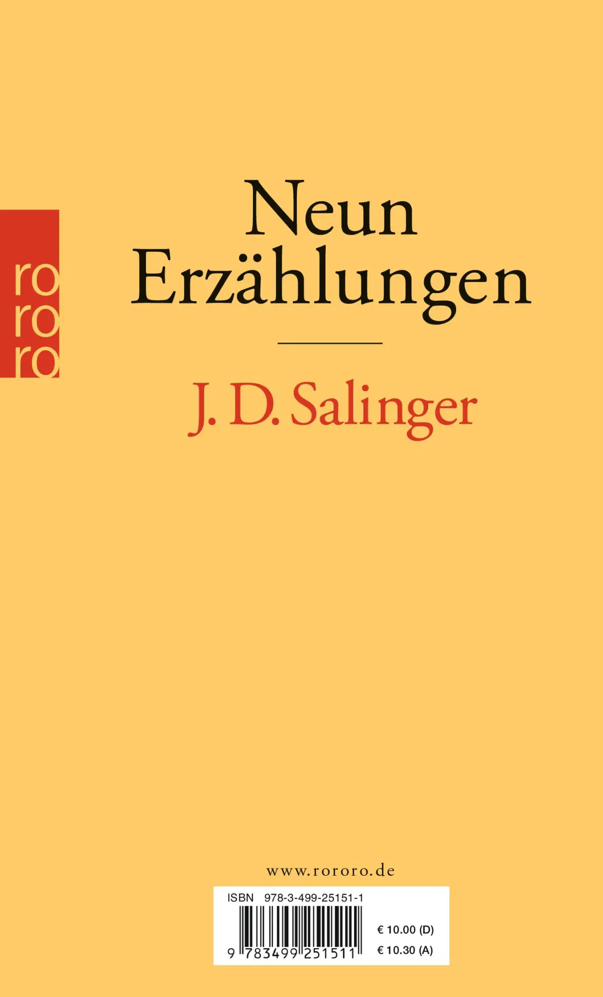 Rückseite: 9783499251511 | Neun Erzählungen | J. D. Salinger | Taschenbuch | 224 S. | Deutsch