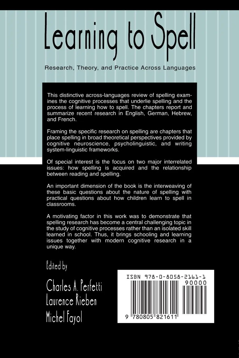 Rückseite: 9780805821611 | Learning to Spell | Research, Theory, and Practice Across Languages