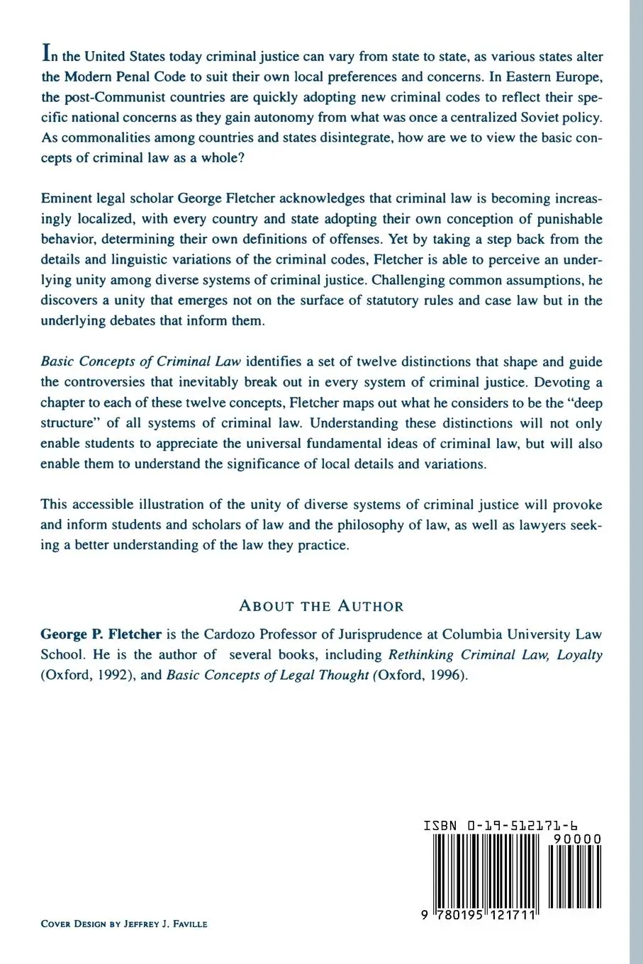 Rückseite: 9780195121711 | Basic Concepts of Criminal Law | George P. Fletcher | Taschenbuch