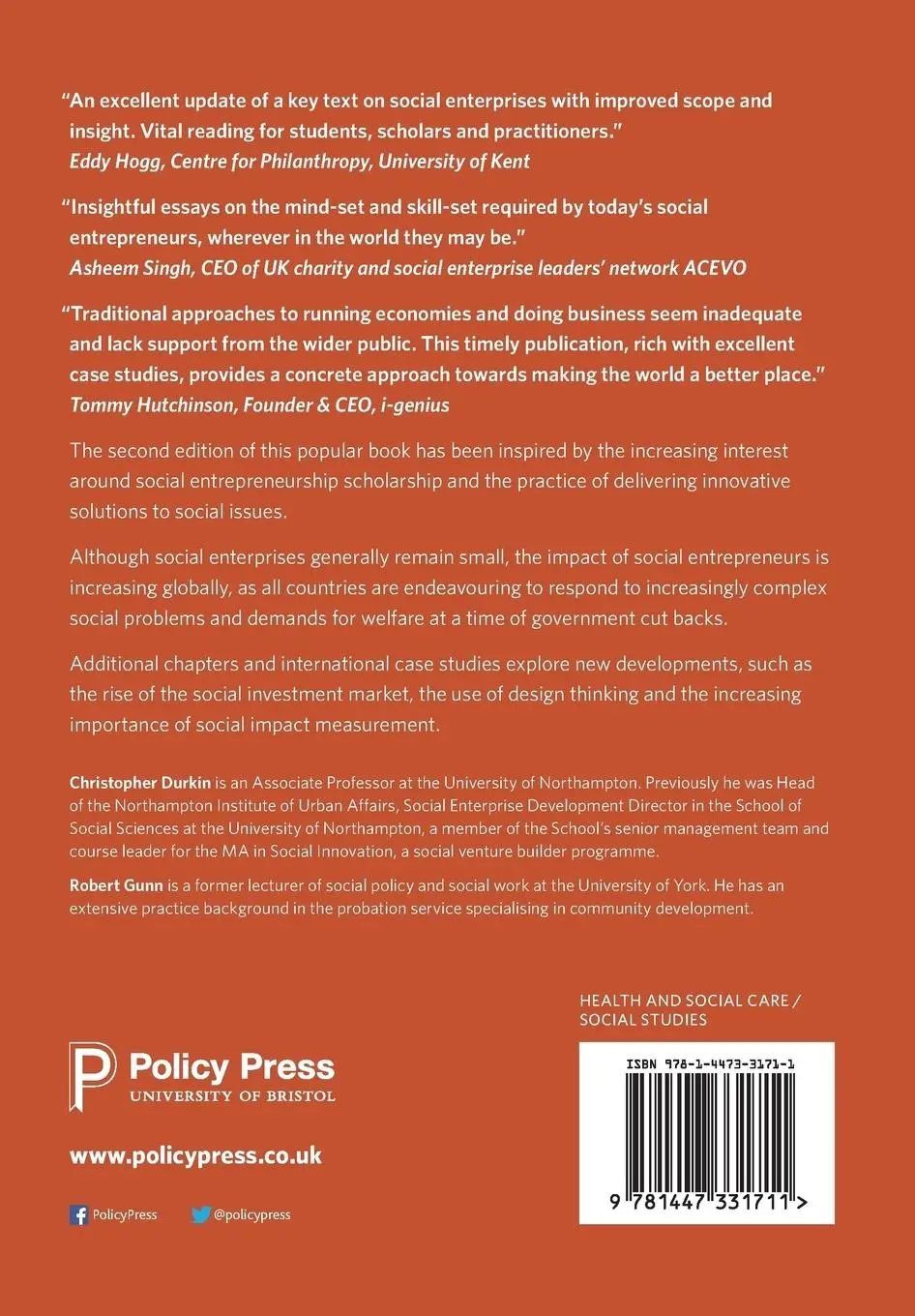 Rückseite: 9781447331711 | Social entrepreneurship | Christopher Durkin (u. a.) | Taschenbuch
