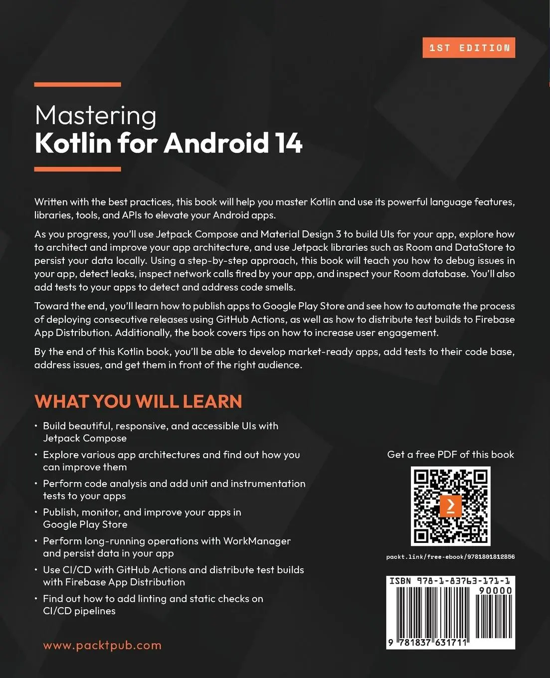 Rückseite: 9781837631711 | Mastering Kotlin for Android 14 | Harun Wangereka | Taschenbuch | 2024