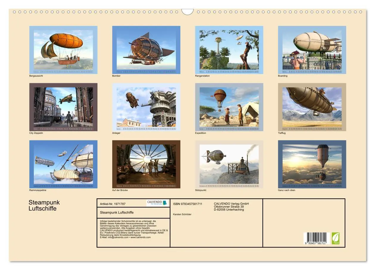 Bild: 9783457581711 | Steampunk Luftschiffe (Wandkalender 2026 DIN A2 quer), CALVENDO...