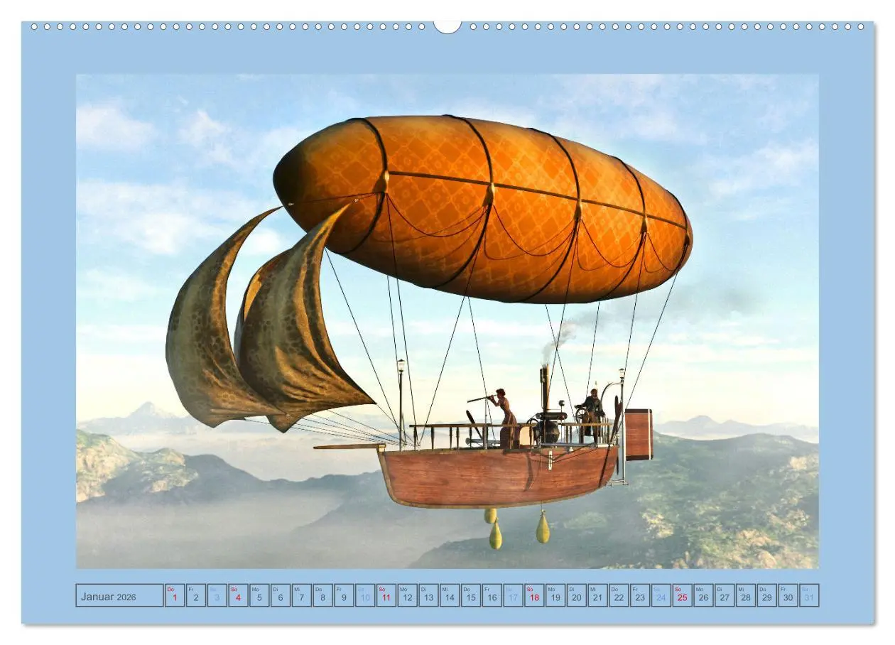 Bild: 9783457581711 | Steampunk Luftschiffe (Wandkalender 2026 DIN A2 quer), CALVENDO...