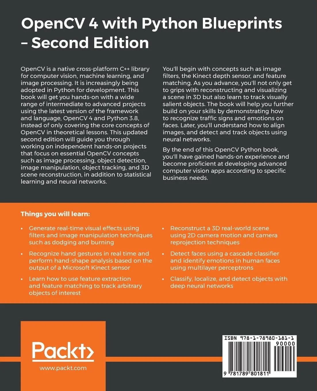 Rückseite: 9781789801811 | OpenCV 4 with Python Blueprints, Second Edition | Gevorgyan (u. a.)