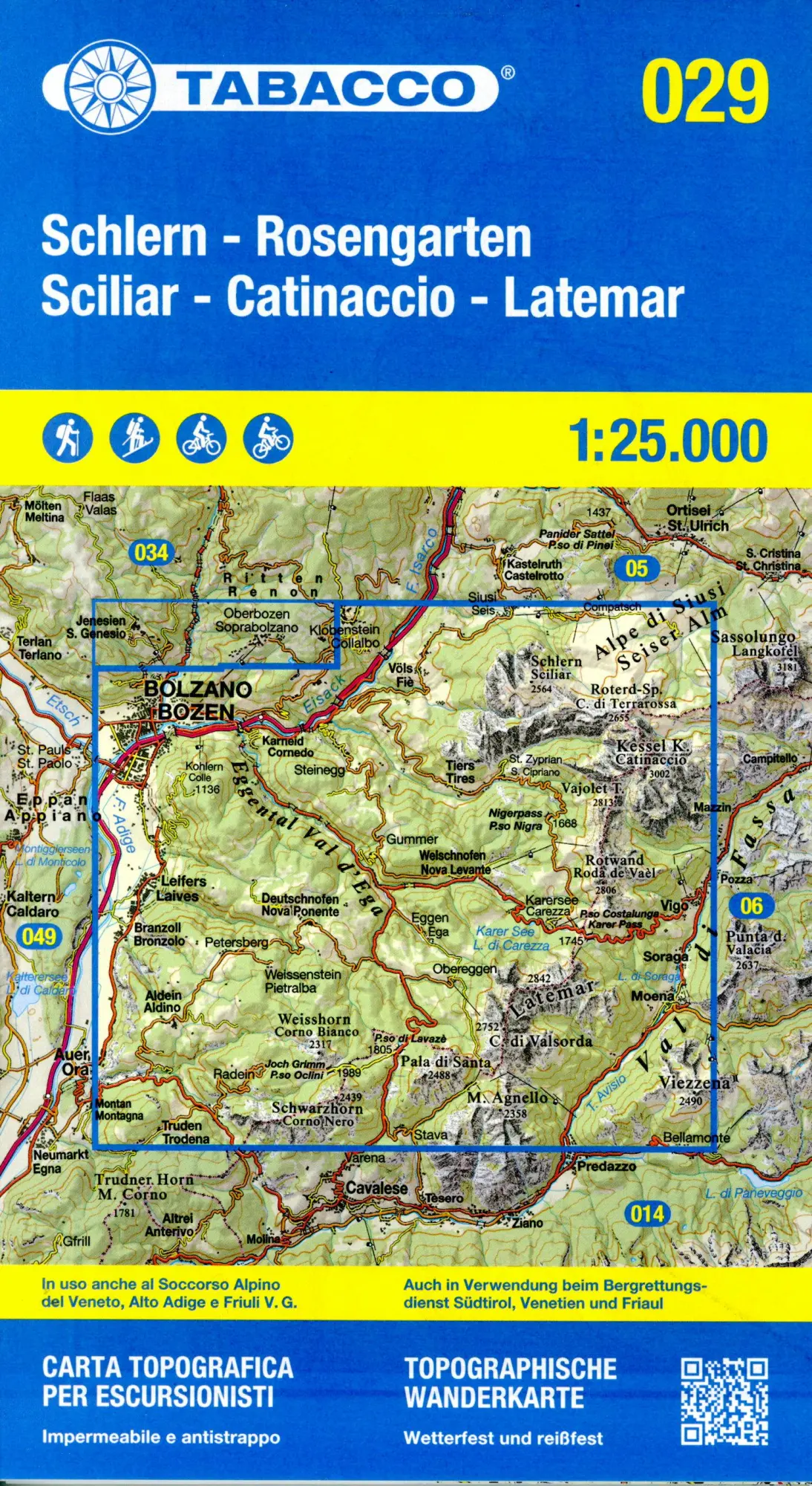 Cover: 9788883151811 | Tabacco Wandern 1 : 25 000 Schlern Rosengarten | (Land-)Karte | 2024