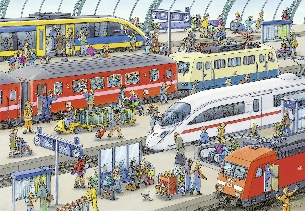 Bild: 4005556091911 | Ravensburger Kinderpuzzle - 09191 Trubel am Bahnhof - Puzzle für...