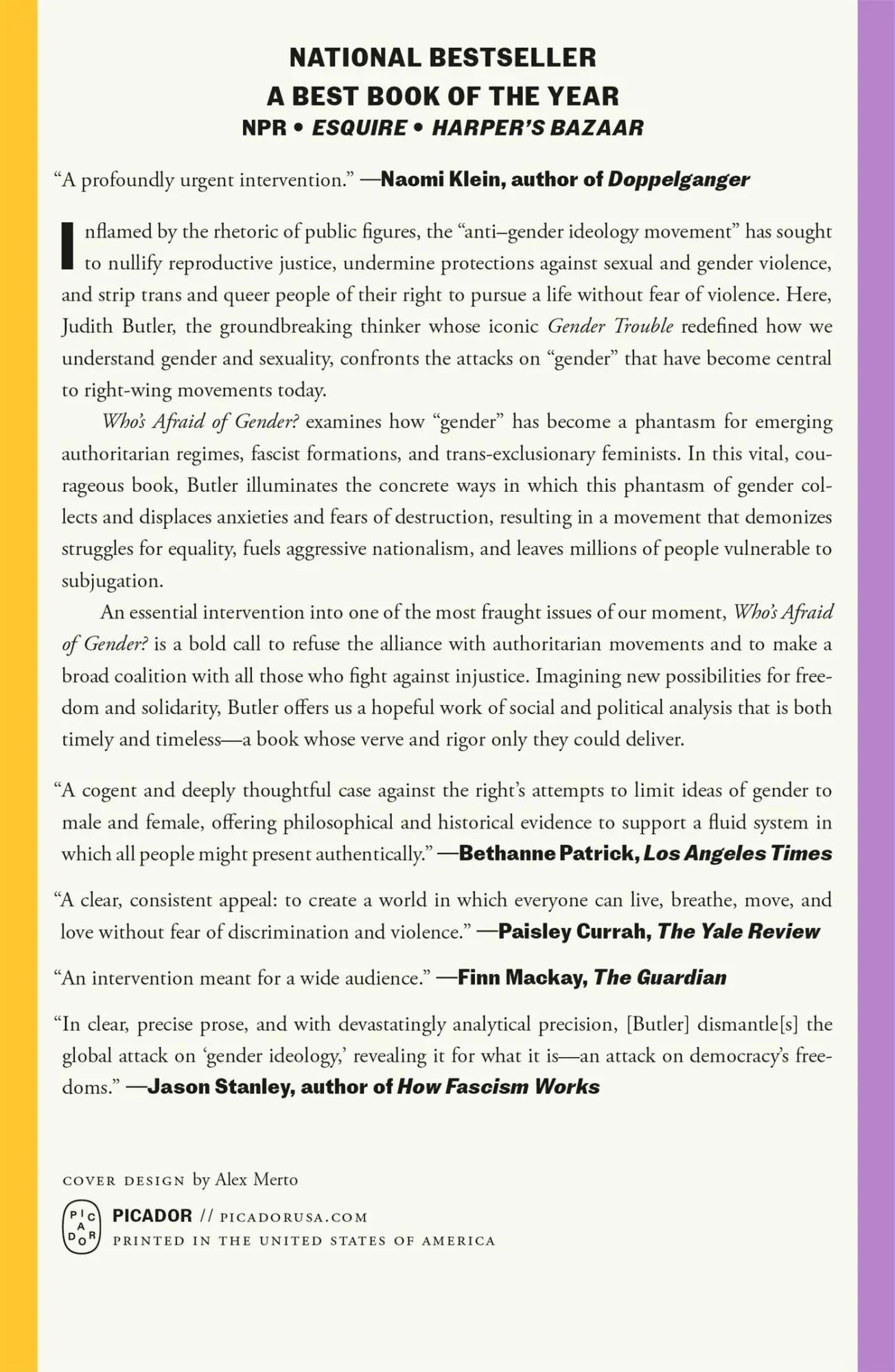 Rückseite: 9781250371911 | Who's Afraid of Gender? | Judith Butler | Taschenbuch | Picador | 2025