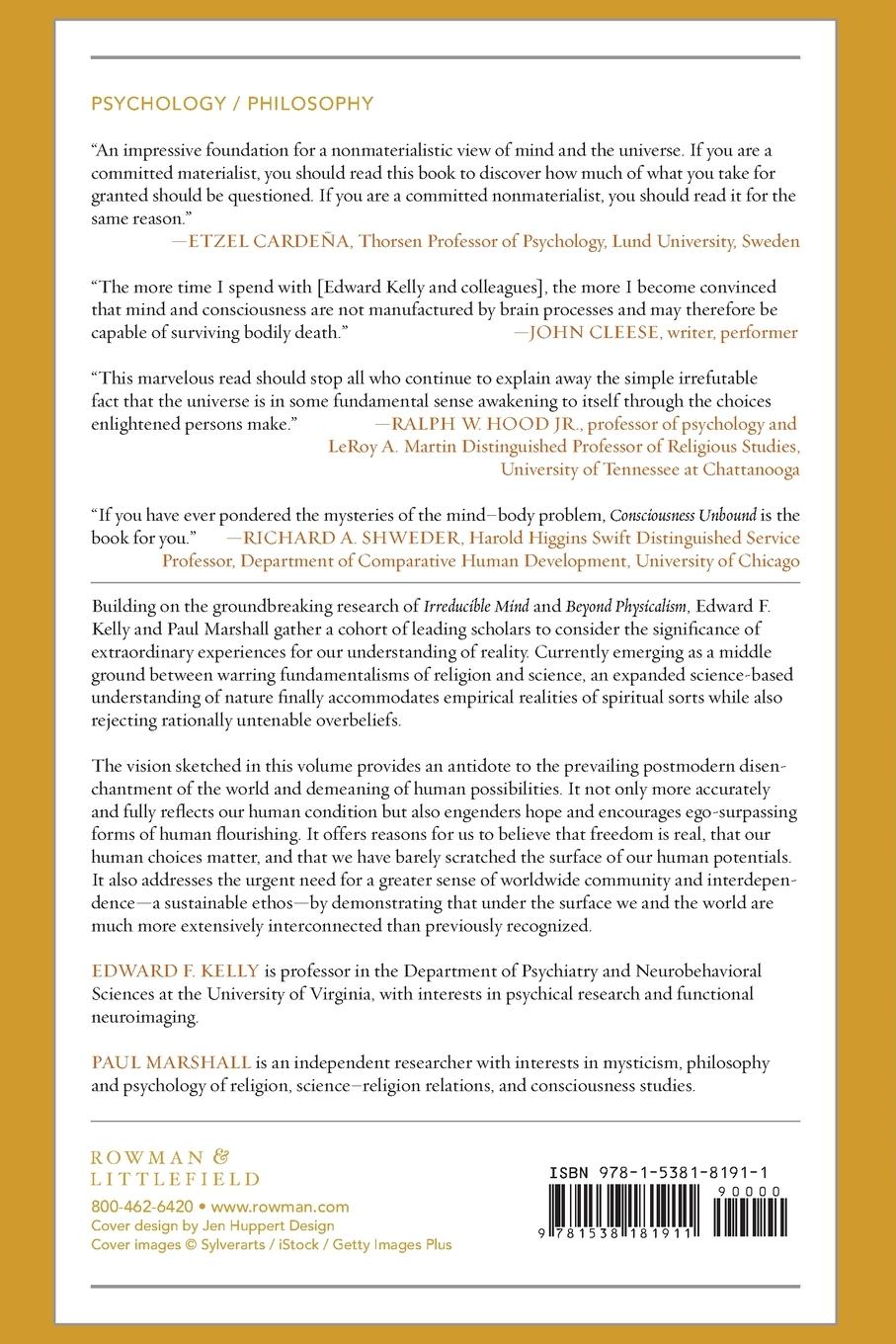 Rückseite: 9781538181911 | Consciousness Unbound | Edward F. Kelly (u. a.) | Taschenbuch | 2023