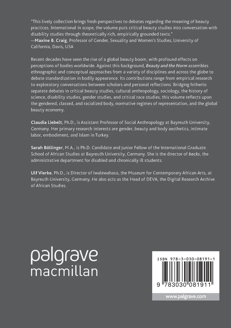 Rückseite: 9783030081911 | Beauty and the Norm | Debating Standardization in Bodily Appearance