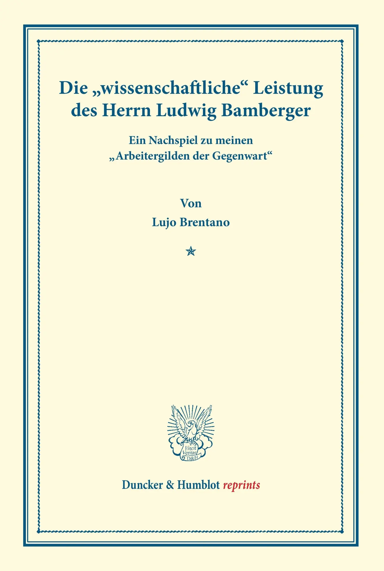 Cover: 9783428161911 | Die "wissenschaftliche" Leistung des Herrn Ludwig Bamberger. | Buch