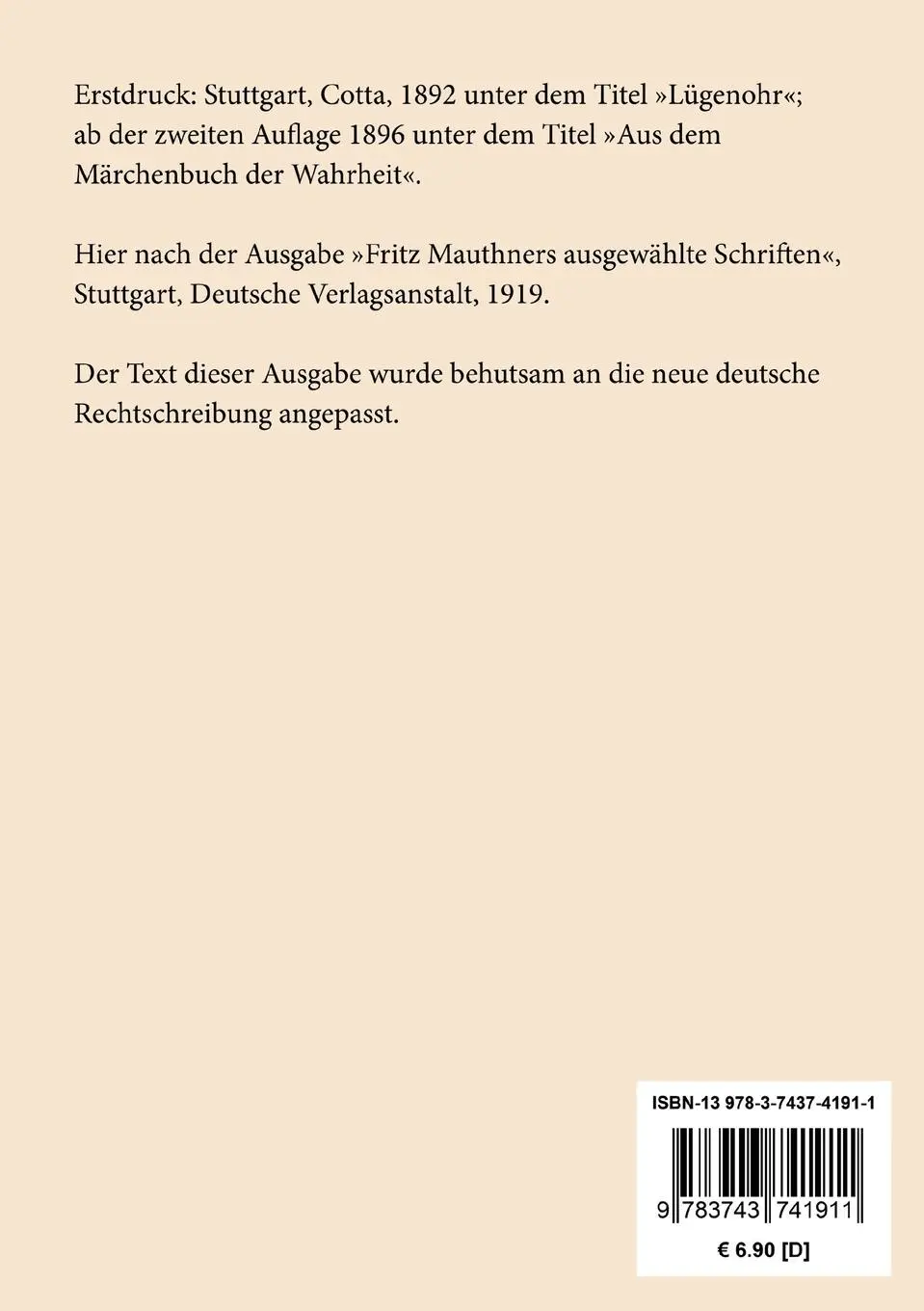 Rückseite: 9783743741911 | Aus dem Märchenbuch der Wahrheit | Fabeln und Gedichte in Prosa | Buch