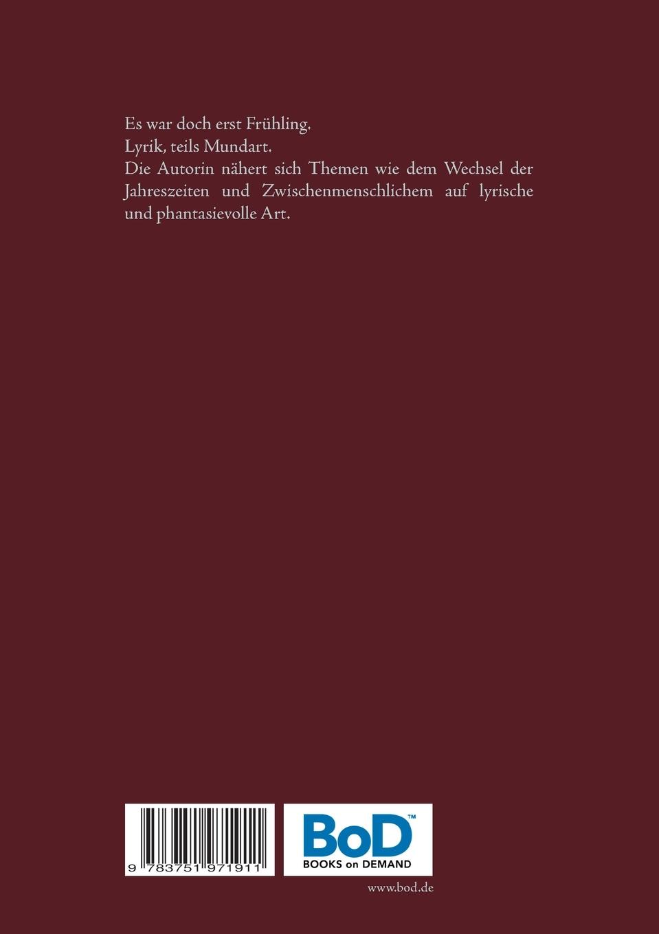 Rückseite: 9783751971911 | Es war doch erst Frühling | Herta Hoffmann | Taschenbuch | 188 S.