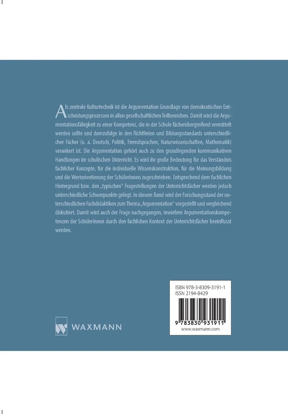 Rückseite: 9783830931911 | Fachlich argumentieren lernen | Alexandra Budke (u. a.) | Taschenbuch