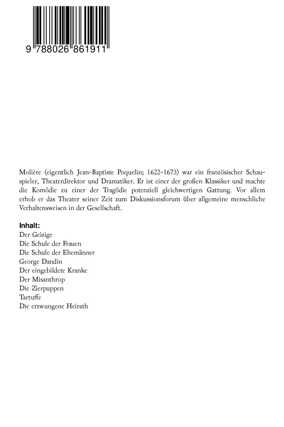 Rückseite: 9788026861911 | Gesammelte Werke | Jean Baptiste Molière (u. a.) | Taschenbuch | 2017