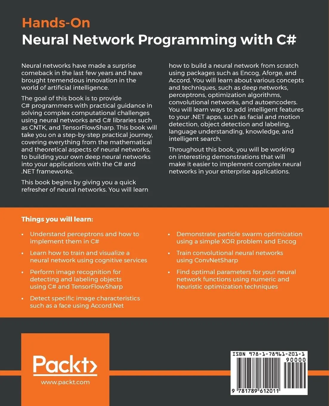 Rückseite: 9781789612011 | Hands-On Neural Network Programming with C | Matt R Cole | Taschenbuch