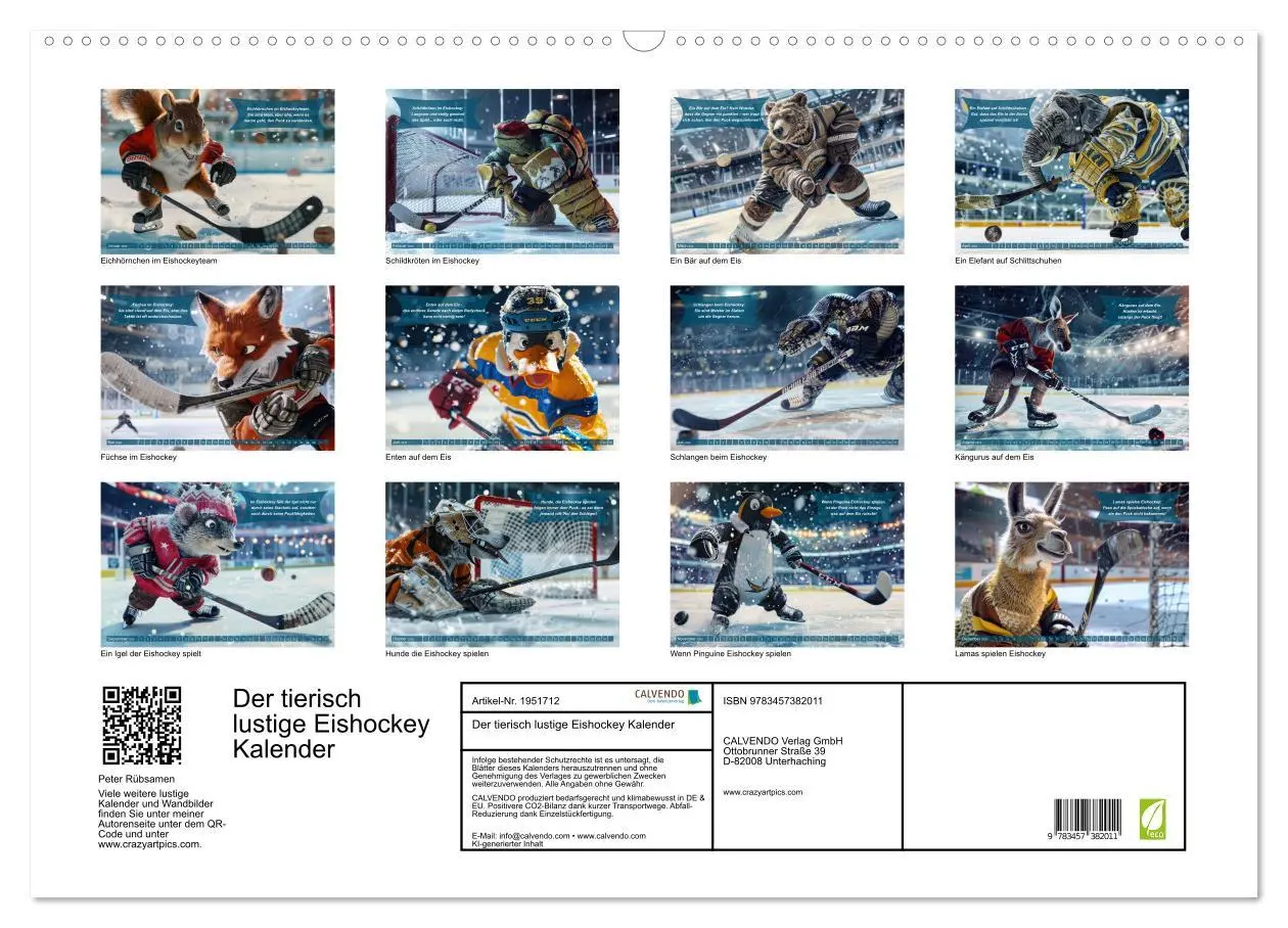 Bild: 9783457382011 | Der tierisch lustige Eishockey Kalender (Wandkalender 2026 DIN A2...